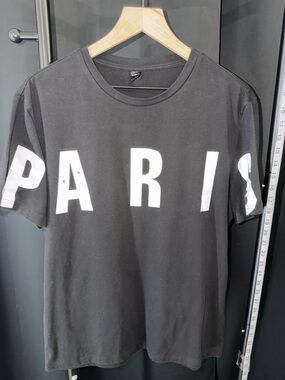 SHEIN Black Tee with White PARIS Lettering